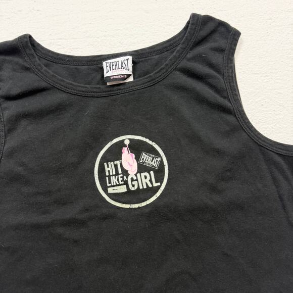 Everlast “Hit Like A Girl” Black Cutoff Crop Tank, Size XL - Picture 2 of 4